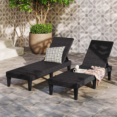 Outdoor Chaise Lounger Chair, 3-Position Reclining Chair with Waterproof Rattan Textured PP Surface