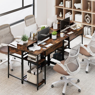 106 cm Computer Desk with Storage and 2-tier Rack