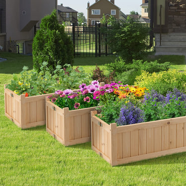 Raised Garden Bed, Wooden Planter Box, Folding Flower Planter, Outdoor & Indoor Planting Box for Patio Lawn Garden Backyard - PatiojoyAU