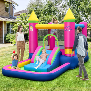 4-in-1 Inflatable Bounce House with Slide and Jumping Area
