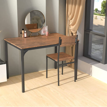 Industrial Gathering Table Set with 2 Chairs & 1 Bench for Dining Room
