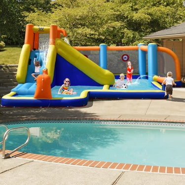 Giant Soccer-Themed Inflatable Water Slide with Splash Pool