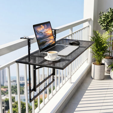 Balcony Railing Table 80 CM Large Metal Folding Bar Table