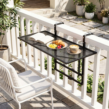Balcony Railing Table 80 CM Large Metal Folding Bar Table