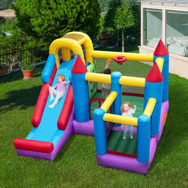 5-in-1 Inflatable Bounce House with Slide & Trampoline