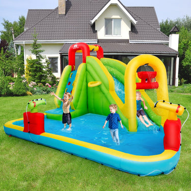 Inflatable Water Slide with Climbing Wall and Water Gun