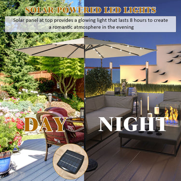 3m Patio Market Umbrella with Solar LED & Adjustment Crank - PatiojoyAU
