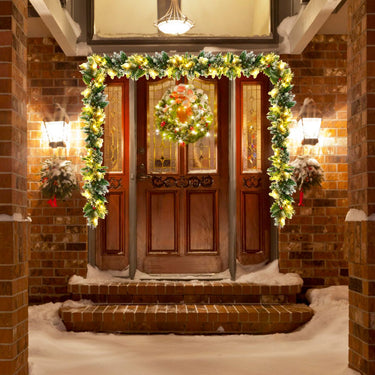 60cm Pre-lit Christmas Wreath and 2.7M Christmas Rattan