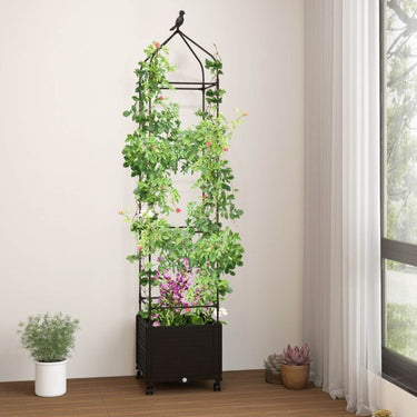 Raised Garden Bed with Trellis Tomato Cage Planter Box with Wheels
