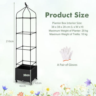 Raised Garden Bed with Trellis Tomato Cage Planter Box with Wheels