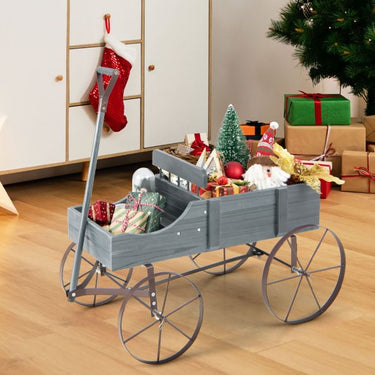 Wood Wagon Planter with Adjustable Handle