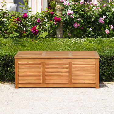 Outdoor Acacia Wood Storage Bench for Patio Furniture Cushions and Gardening Tools