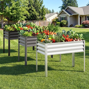 1/2 Piece Electro-Coating Metal Large Raised Garden Bed with Legs for Vegetable Flower Fruit Herb