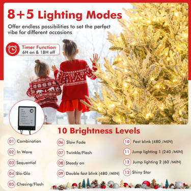 1.8/2.1M Pre-Lit Artificial Christmas Tree with Branch Tips