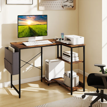 101cm L-Shaped Computer Desk with Integrated Charging Hub