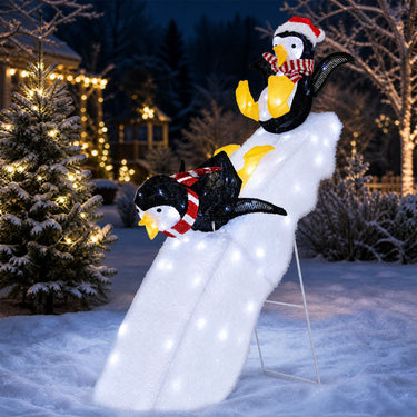 120cm Lighted Penguin Ice Skating Decor with LED Lights for Yard