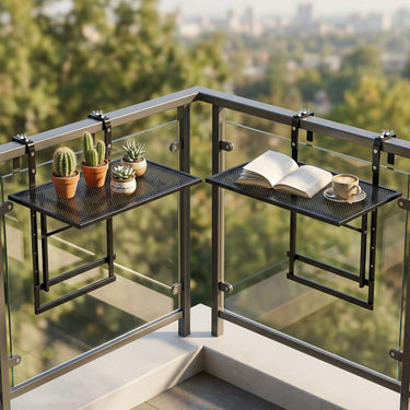 121 cm Balcony Railing Table with 5-Level Adjustable Height for Round Square Railing