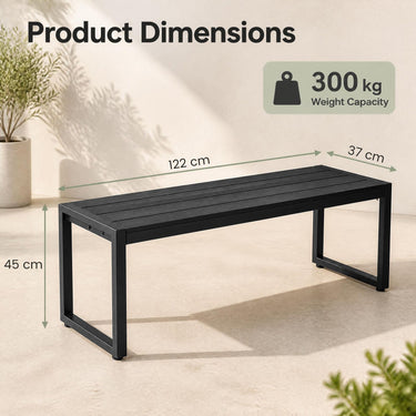 122 cm Outdoor Bench with Wood-Plastic Composite and Metal Frame Slatted Seat for Garden