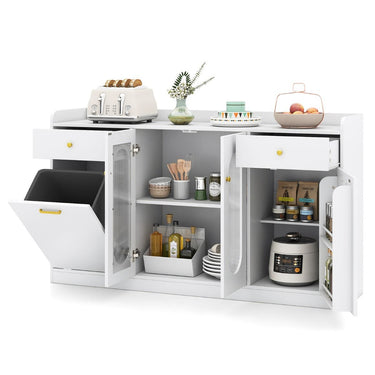 140 cm Large Buffet Cabinet with 2 Glass Doors