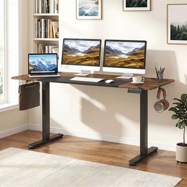 140x60cm Electric Standing Desk with 3 Memory Heights and LED Panel for Office