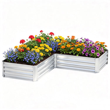152 x 152 x 28 cm Metal Raised Garden Bed Kit, Anti-Rust Planter Box