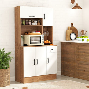 167cm Tall Pantry Cabinet with Hutch and Power Outlets