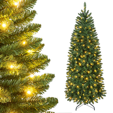 180/150cm Pre-Lit Christmas Tree with Warm White and Multi-color LED
