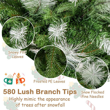 190CM Flocked Christmas Tree with Pine Needles