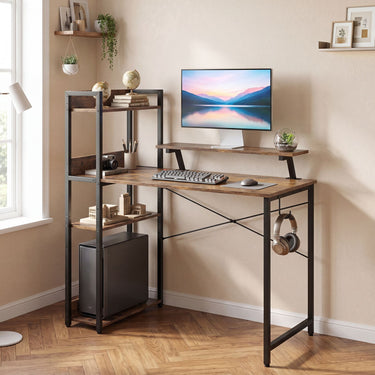 Reversible Computer Desk with RGB LED Lights and USB Type C Ports for Office