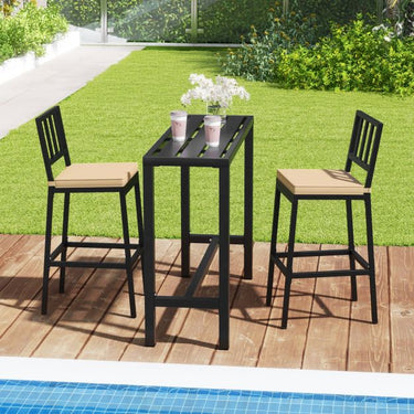 2 PCS Patio Bar Chairs Set of 2 with Detachable Cushion and Footrest