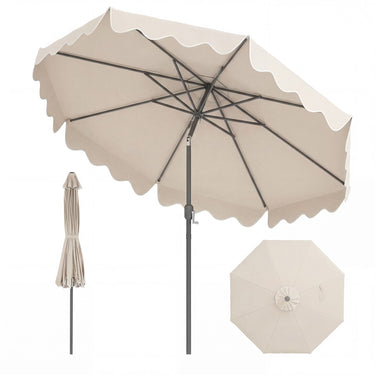 2.7M Patio Umbrella with Push Button Tilt Crank and 8 Metal Ribs