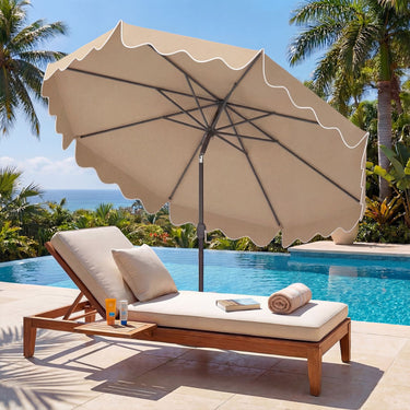 2.7M Patio Umbrella with Push Button Tilt Crank and 8 Metal Ribs