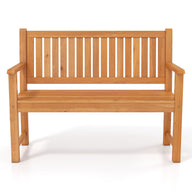 2-Seater Outdoor Wooden Bench with Backrest and Armrests
