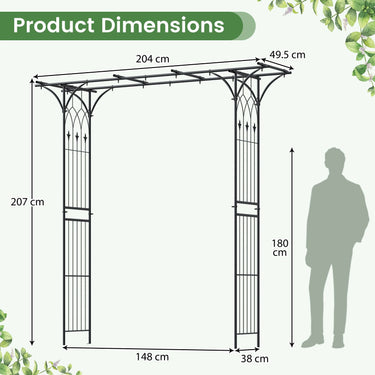 207 cm Flat Top Garden Arch with Trellises for Climbing Plants Outdoor Decor
