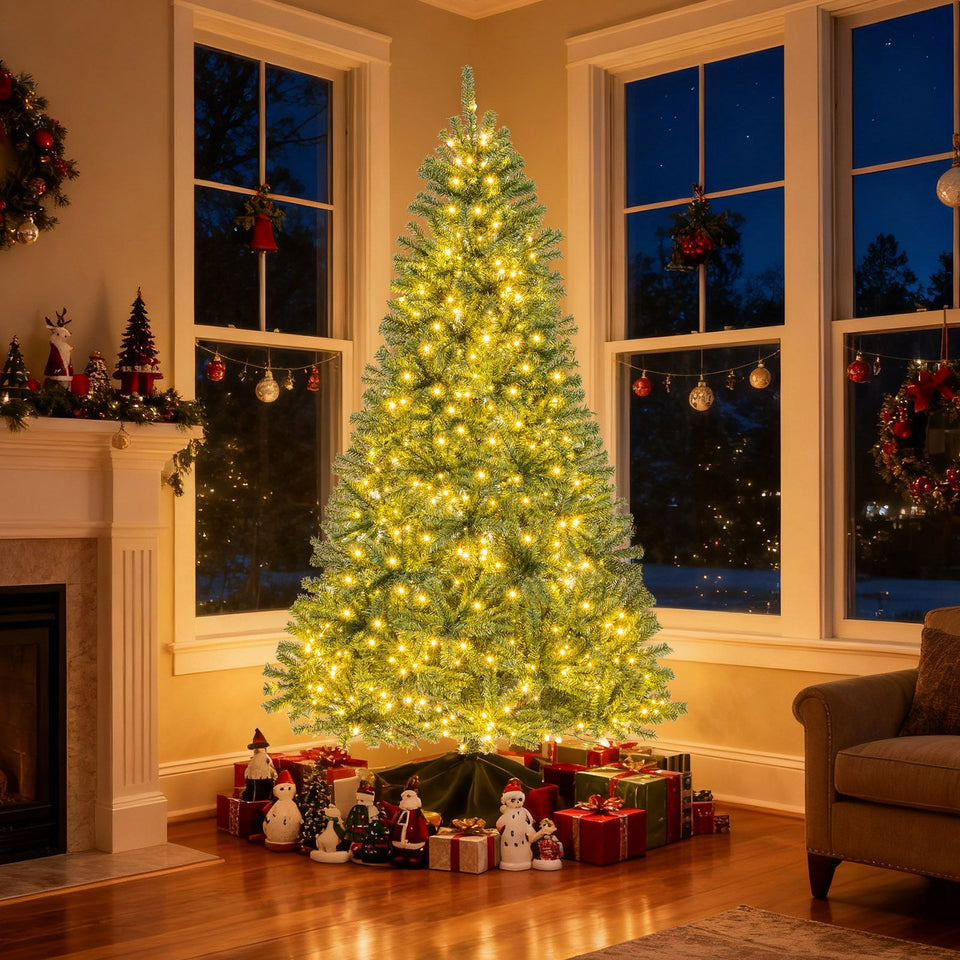 180/210 CM Pre-Lit Artificial Christmas Tree with 635/989 Lush PVC Bra ...