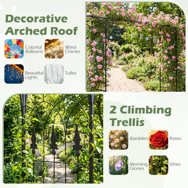 Garden Arbor, 215cm Arch Trellis w/Extended Roof