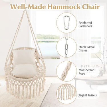 Hanging Hammock Chair with Soft Seat Cushions for Patio