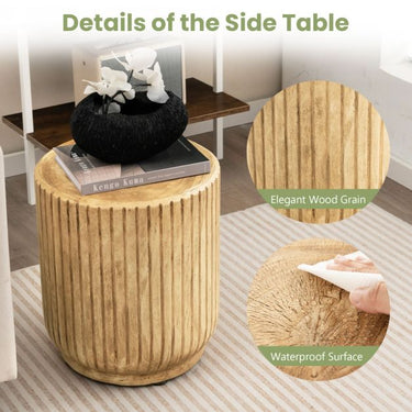 43 cm Patio Weather Resistant Round Side Table with Wood Grain