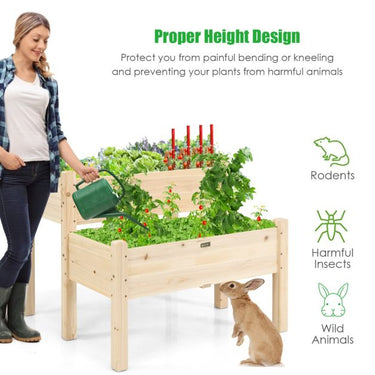2 Tier Wooden Raised Garden Bed for Outdoor Planting