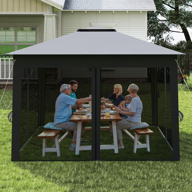 3.4 X 3.4 M Foldable Canopy Tent with Mesh Netting Double Roof and Carrying Bag
