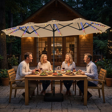 3.9m Double Sided LED Patio Umbrella with 108 Lights and Base