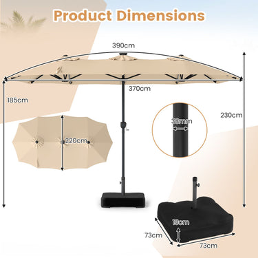 3.9m Double Sided LED Patio Umbrella with 108 Lights and Base