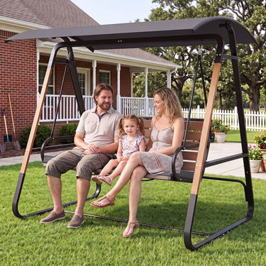 3-Person Porch Swing and Outdoor Swing with Adjustable Canopy