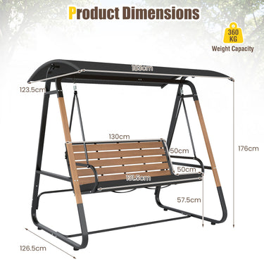 3-Person Porch Swing and Outdoor Swing with Adjustable Canopy