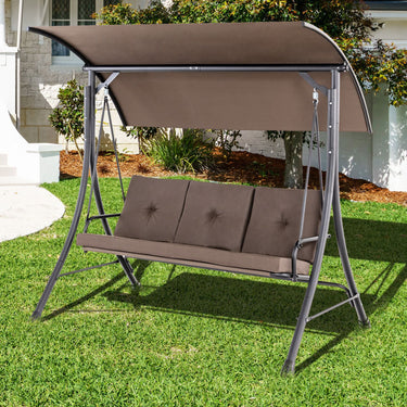 3-Seat Patio Swing with Adjustable Canopy and Thickened Cushions