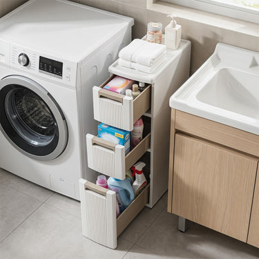 3/4-Tier Narrow Storage Cabinet with 3/4 Drawers and 2/3 Dividers