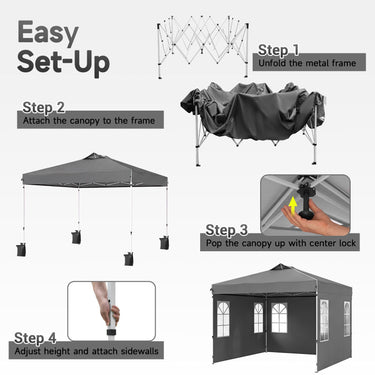 3 x 3/6M Pop Up Canopy Tent with 4 Sidewalls for Parties and Events