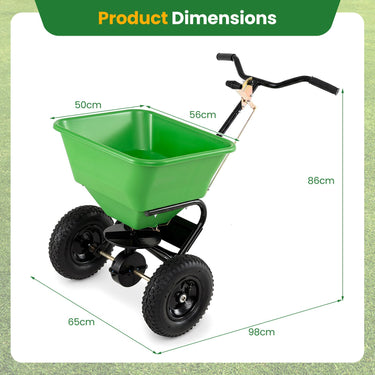 30kg Walk-Behind Broadcast Spreader with 32.5cm All-Terrain Pneumatic Tires