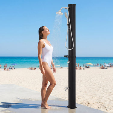 35 L Solar Heated Outdoor Shower 2-Section Shower with 360° Swivel and Handheld Shower Head