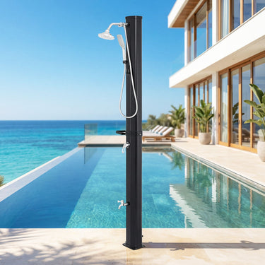 35 L Solar Heated Outdoor Shower 2-Section Shower with 360° Swivel and Handheld Shower Head